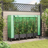Vaso da Giardino con Copertura per Serra e Ruote 4 pz Nero PP
