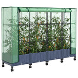 Vaso da Giardino con Copertura per Serra e Ruote 4 pz PP