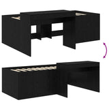 Letto alto per bambini con scrivania Nero Legno ingegnerizzato