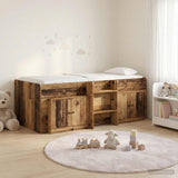 Struttura Letto Loft con Mobile con porta 3 pz Legno antico