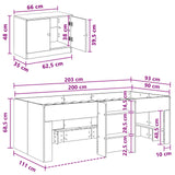 Struttura Letto Loft con Mobile con porta 3 pz Legno antico
