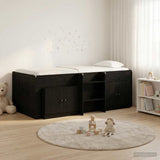Struttura Letto Loft con Armadietto 3 pz Nero Legno truciolato