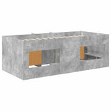 Struttura Letto Loft con Armadietto 3 pz Grigio Cemento