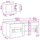 Struttura Letto Loft con Mobile con porta 3 pz Rovere Fumo