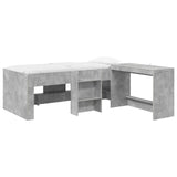 Letto alto per bambini con scrivania 2 pz Grigio Cemento