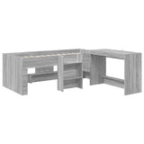 Letto alto per bambini con scrivania 2 pz Sonoma grigio