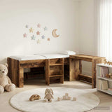 Letto alto per bambini con scrivania 2 pz Legno antico