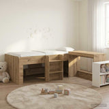 Letto alto per bambini con scrivania 2 pz Rovere Artigianale