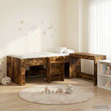 Struttura del Letto con Scrivania 2 pz Rovere Fumo