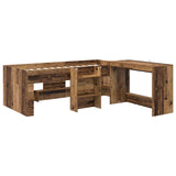 Struttura del Letto con Scrivania 2 pz Legno antico