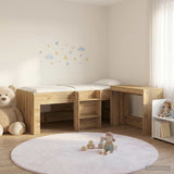 Struttura del Letto con Scrivania 2 pz Rovere Artigianale
