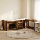 Letto alto per bambini con scrivania 2 pz Legno antico