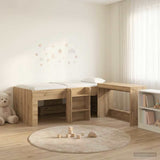 Letto alto per bambini con scrivania 2 pz Rovere Artigianale