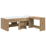 Letto alto per bambini con scrivania 2 pz Rovere Artigianale
