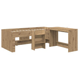Letto alto per bambini con scrivania 2 pz Rovere Artigianale