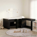 Letto alto per bambini con scrivania 2 pz Rovere Nero