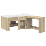 Letto alto per bambini con scrivania 2 pz Rovere Sonoma