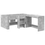 Letto alto per bambini con scrivania 2 pz Grigio Cemento