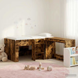 Letto alto per bambini con scrivania 2 pz Rovere Fumo