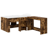 Letto alto per bambini con scrivania 2 pz Rovere Fumo