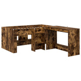 Letto alto per bambini con scrivania 2 pz Rovere Fumo