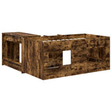 Letto alto per bambini con scrivania 2 pz Rovere Fumo