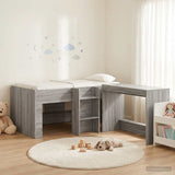 Letto alto per bambini con scrivania 2 pz Sonoma grigio