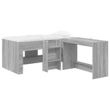 Letto alto per bambini con scrivania 2 pz Sonoma grigio