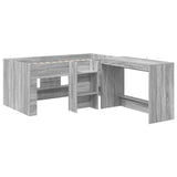 Letto alto per bambini con scrivania 2 pz Sonoma grigio