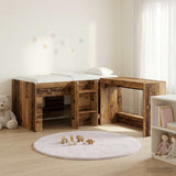 Letto alto per bambini con scrivania 2 pz Legno antico