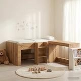 Letto alto per bambini con scrivania 2 pz Rovere Artigianale
