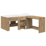 Letto alto per bambini con scrivania 2 pz Rovere Artigianale