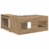 Letto alto per bambini con scrivania 2 pz Rovere Artigianale