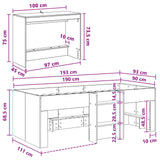 Letto alto per bambini con scrivania 2 pz Rovere Sonoma