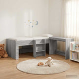 Letto alto per bambini con scrivania 2 pz Sonoma grigio