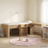 Letto alto per bambini con scrivania 2 pz Rovere Artigianale