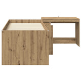 Letto alto per bambini con scrivania 2 pz Rovere Artigianale