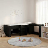Letto alto per bambini con scrivania 2 pz Rovere Nero