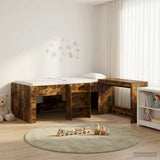 Letto alto per bambini con scrivania 2 pz Rovere Fumo