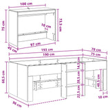 Letto alto per bambini con scrivania 2 pz Rovere Fumo