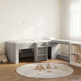 Letto alto per bambini con scrivania 2 pz Sonoma grigio