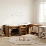 Letto alto per bambini con scrivania 2 pz Legno antico