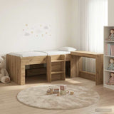 Letto alto per bambini con scrivania 2 pz Rovere Artigianale