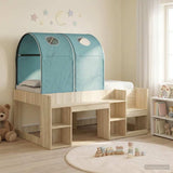 Letto con Tunnel con lo scaffale 3 pz Rovere Sonoma e Azzurro