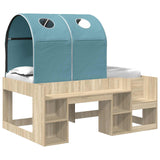 Letto con Tunnel con lo scaffale 3 pz Rovere Sonoma e Azzurro