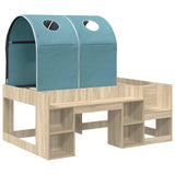 Letto con Tunnel con lo scaffale 3 pz Rovere Sonoma e Azzurro