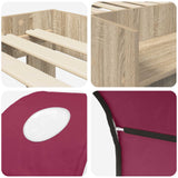 Letto con Tunnel con lo scaffale 3 pz Rovere Sonoma e Rosso