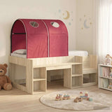 Letto con Tunnel con lo scaffale 3 pz Rovere Sonoma e Rosso