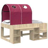 Letto con Tunnel con lo scaffale 3 pz Rovere Sonoma e Rosso