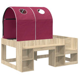 Letto con Tunnel con lo scaffale 3 pz Rovere Sonoma e Rosso
